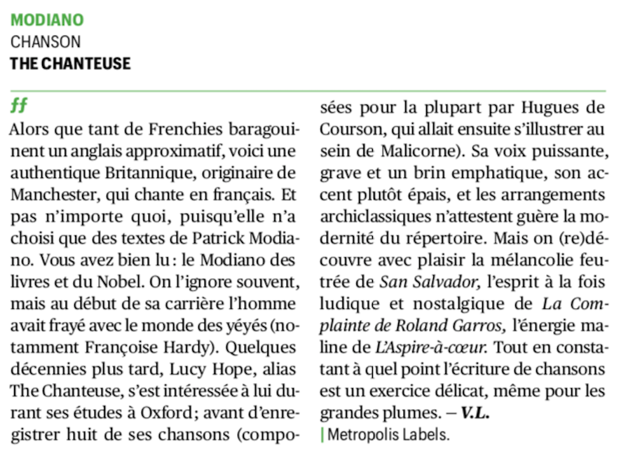 telerama modiano the chanteuse review