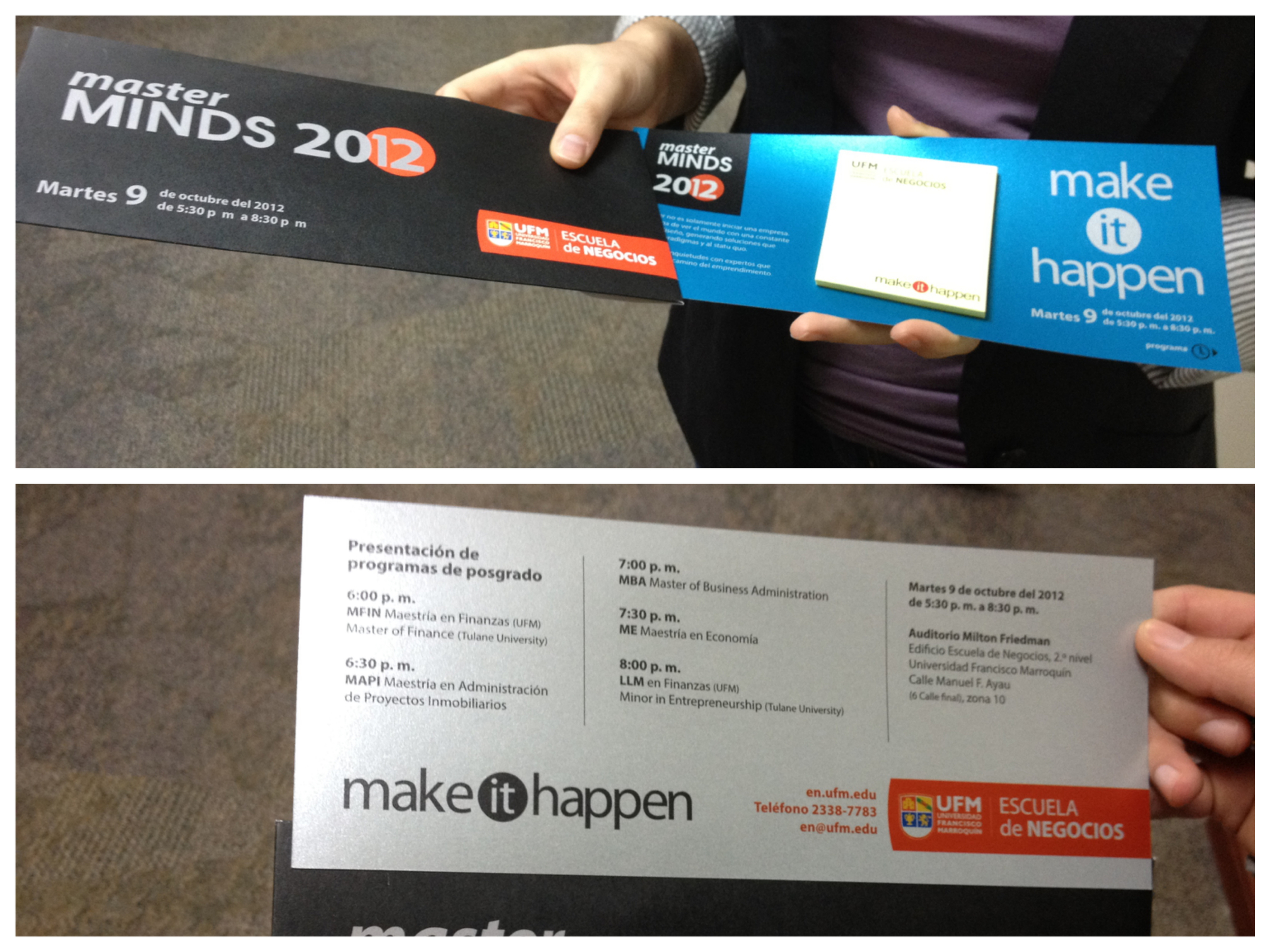 Campaign for Master Minds Guatemala 2012 (printed invitations)