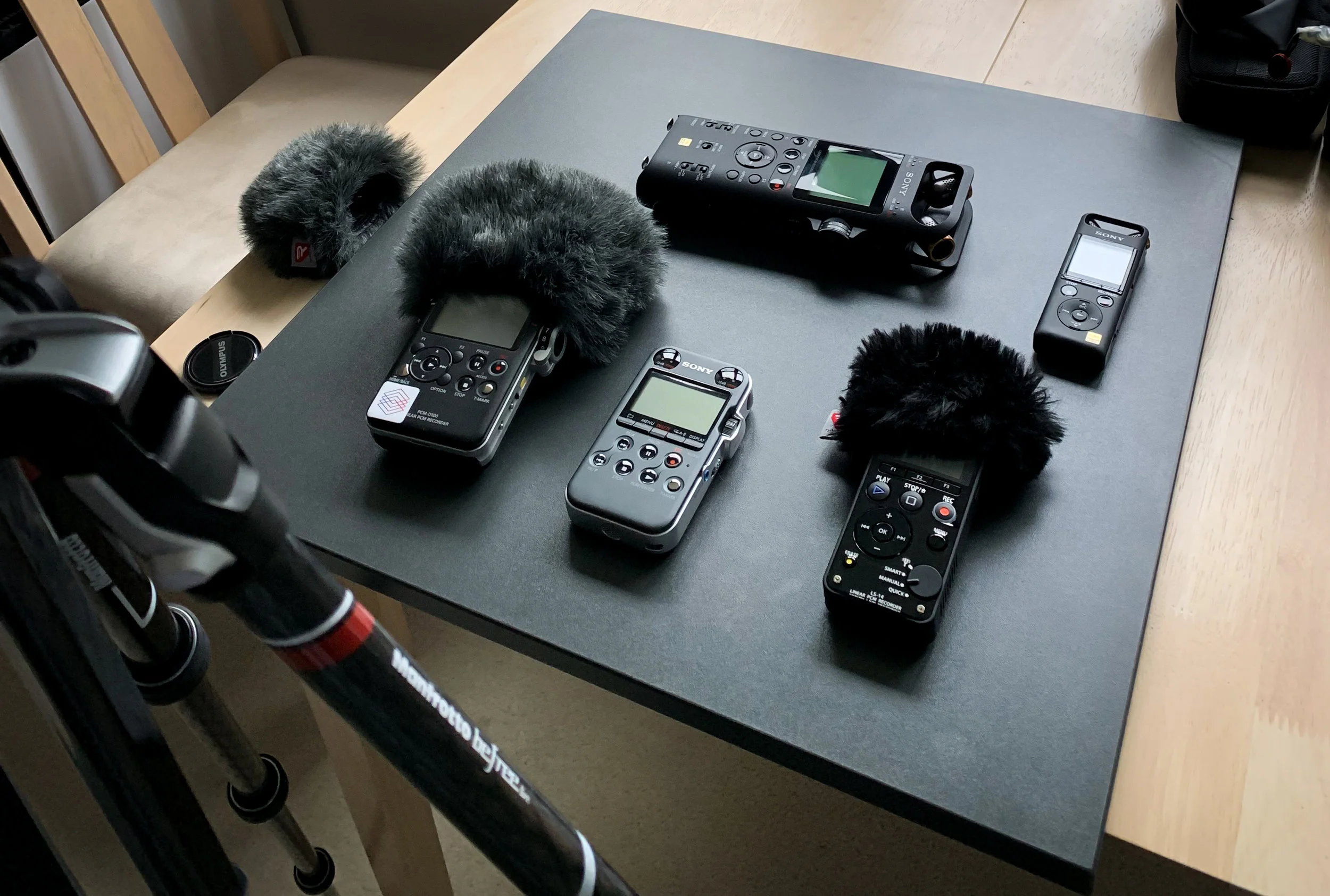 Handheld recorders hanging out