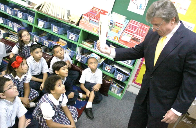 Pictured above is Craig Muessig showing a third grade class a book about the U.S. Constitution in Baytown. Muessig visited St. Joseph Catholic School to speak to youth about Constitution Day and the importance it has in American history.