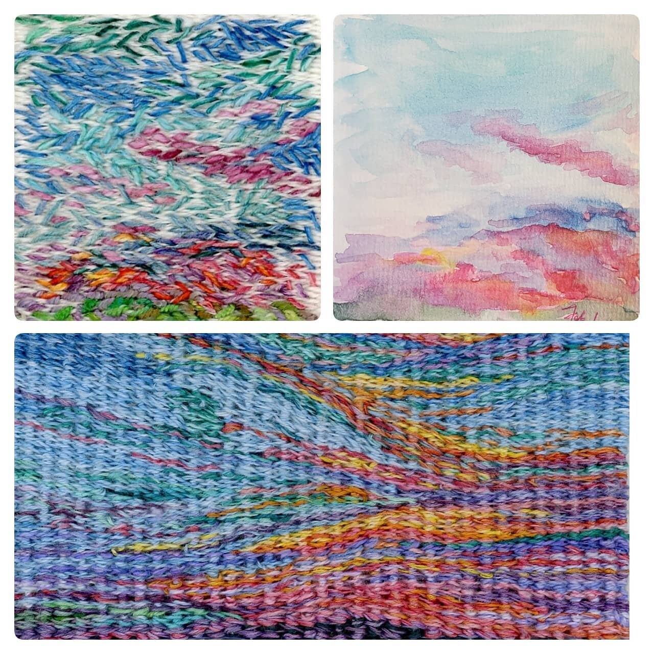 ....sunrise meditations....watercolor sketch..
.. handpainted linen and silk threads...always captivated by daybreak when God paints the sky
#creativeprocess #artandfaith #weavingmyprayers #fiberart #tapestrystories  #watercolor #handpaintedlinen #ha