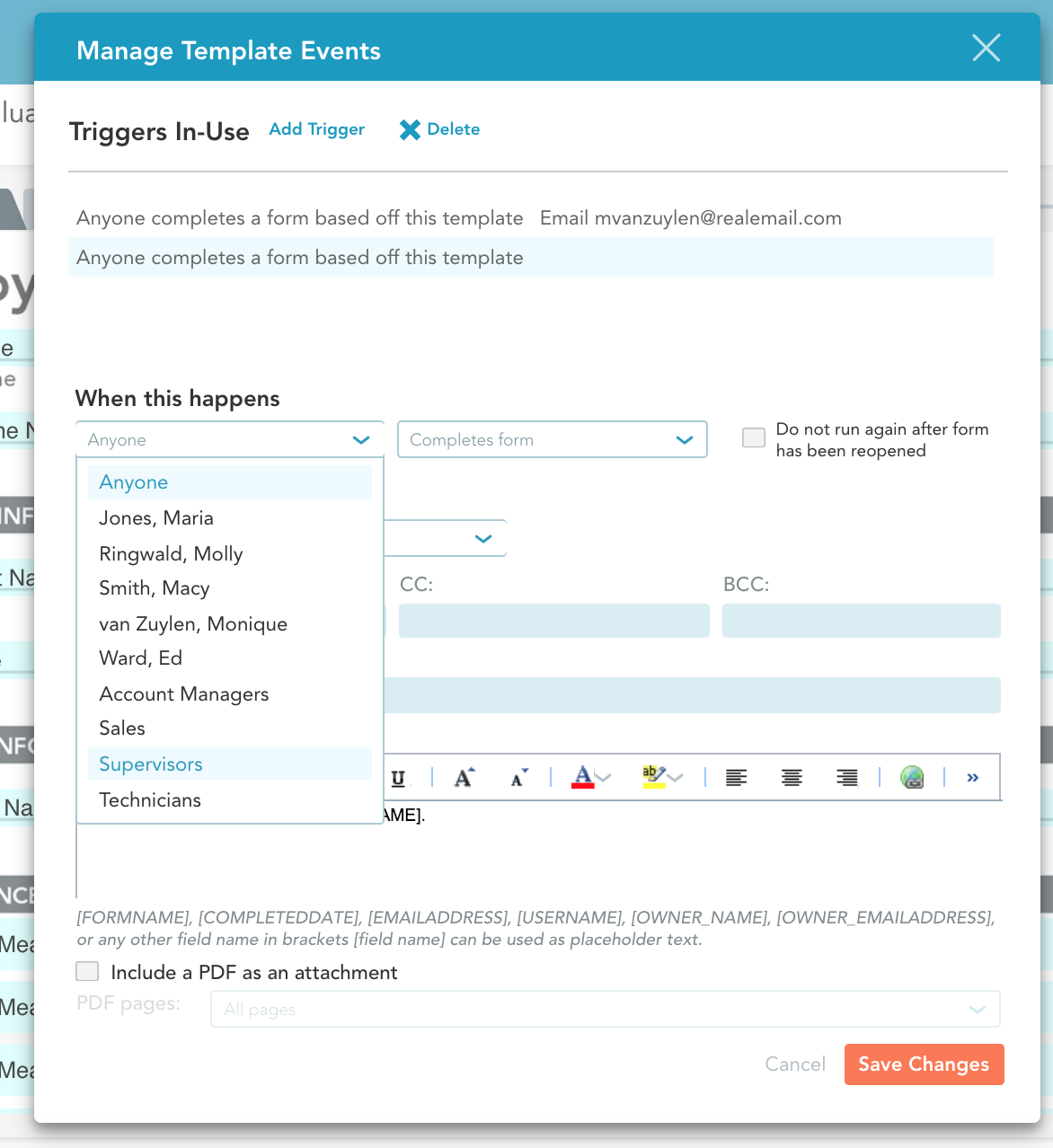 Automate mobile forms actions like uploading a PDF to box using the Manage Events Window