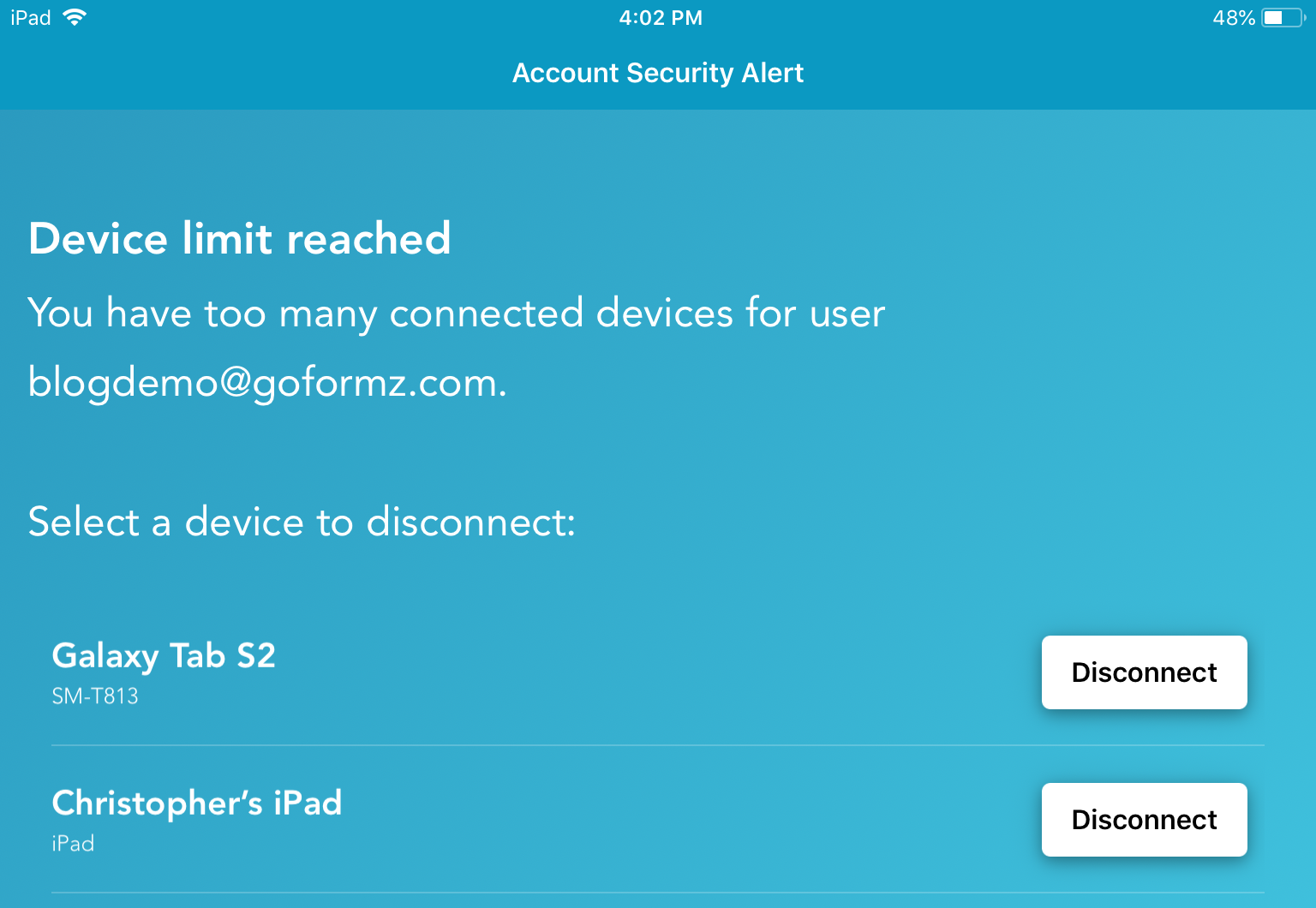 Device log out screen
