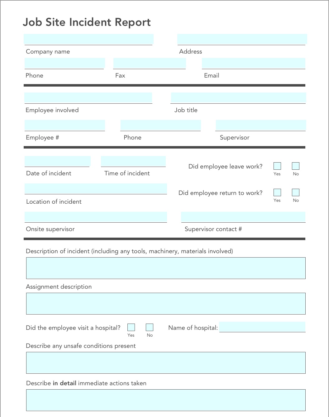 Spotlight Form: The Digital Job Site Incident Report - GoFormz Regarding Employee Incident Report Templates