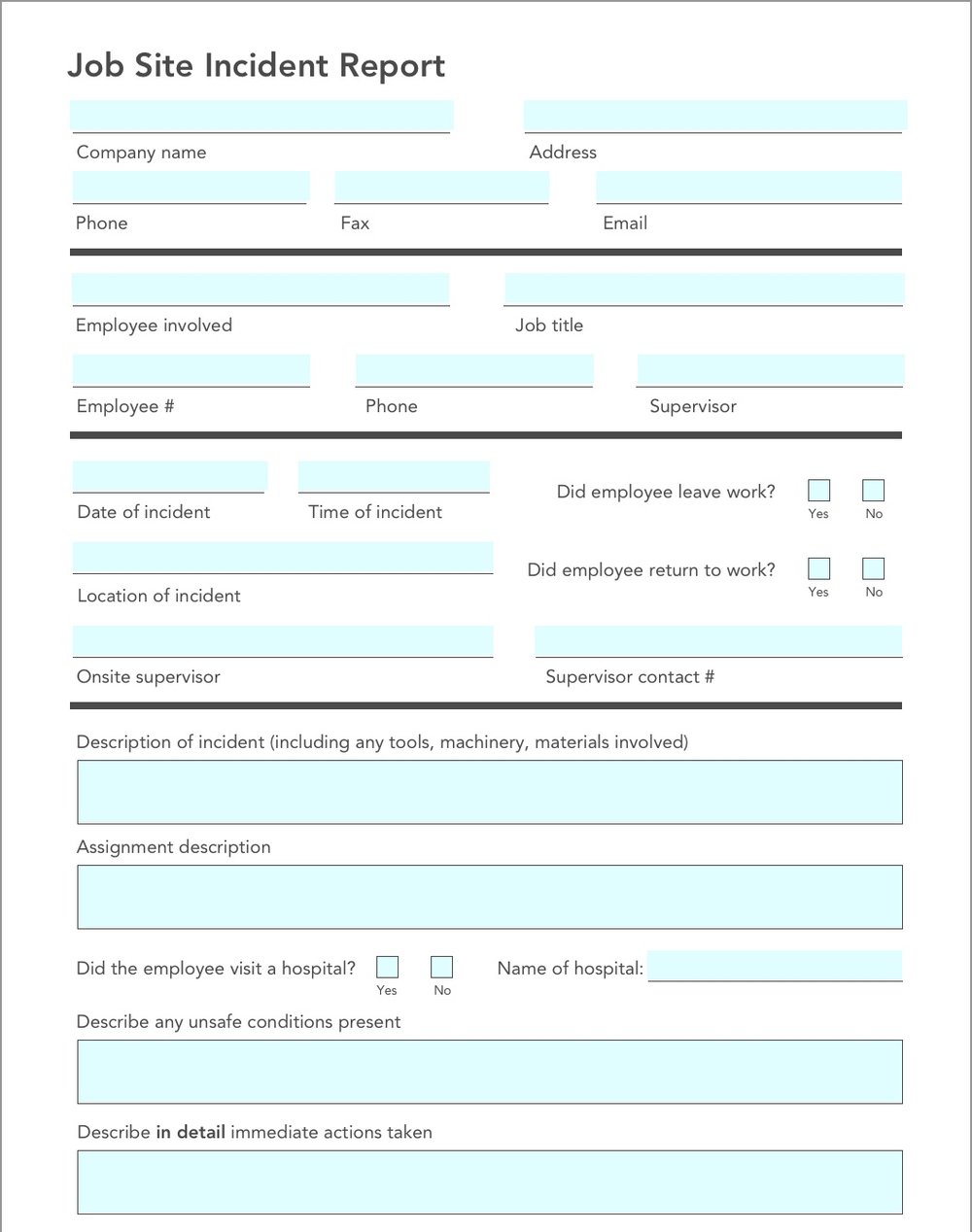 Spotlight Form: The Digital Job Site Incident Report - GoFormz With Regard To Employee Incident Report Templates