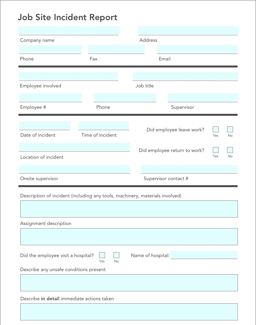 The digital job site incident report