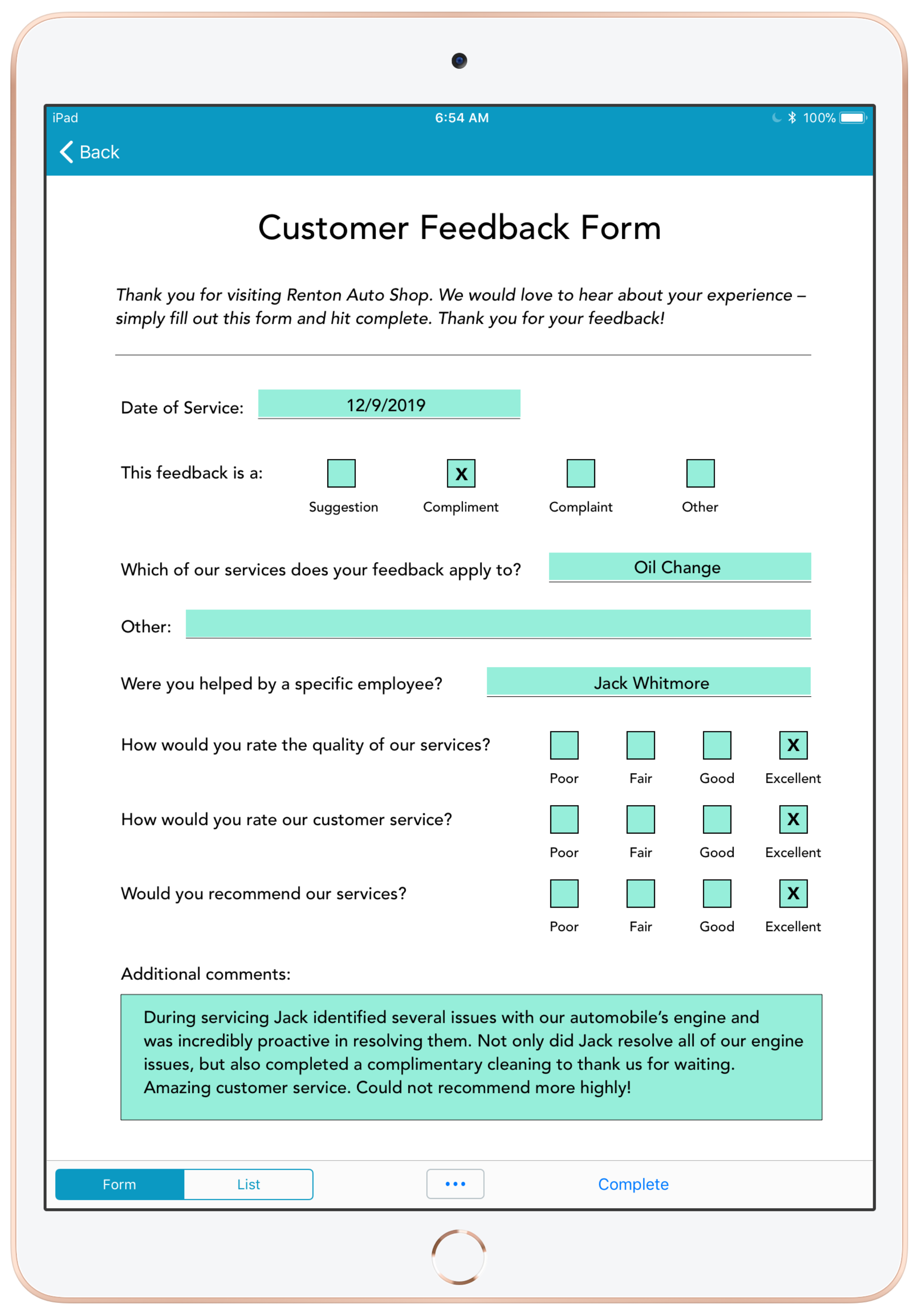 Feedback forms