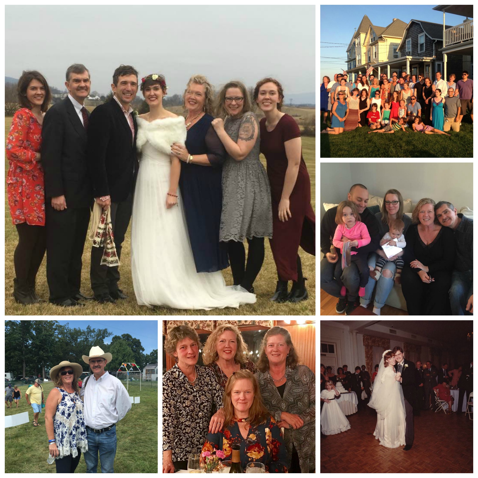 My Family - Catie and Alexander's Wedding, Chris and me, and our girls. Plus our extended family reunion, Lauren and Tony and fam, Chris' and my wedding, sisters gathering, and Chris and me at the Appaloosa music festival created by Catie's hubby's band Scythian. 