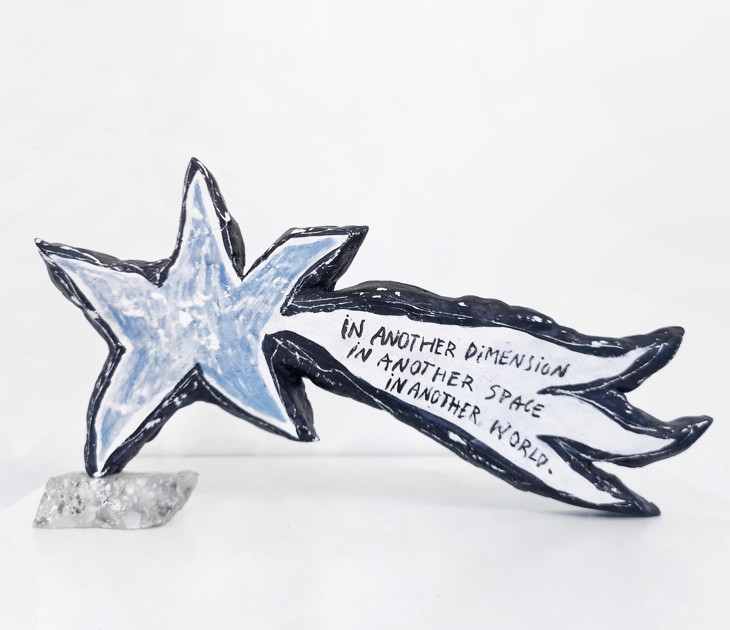I’ll see you again , raw moonstone, acrylic, markers, clay
