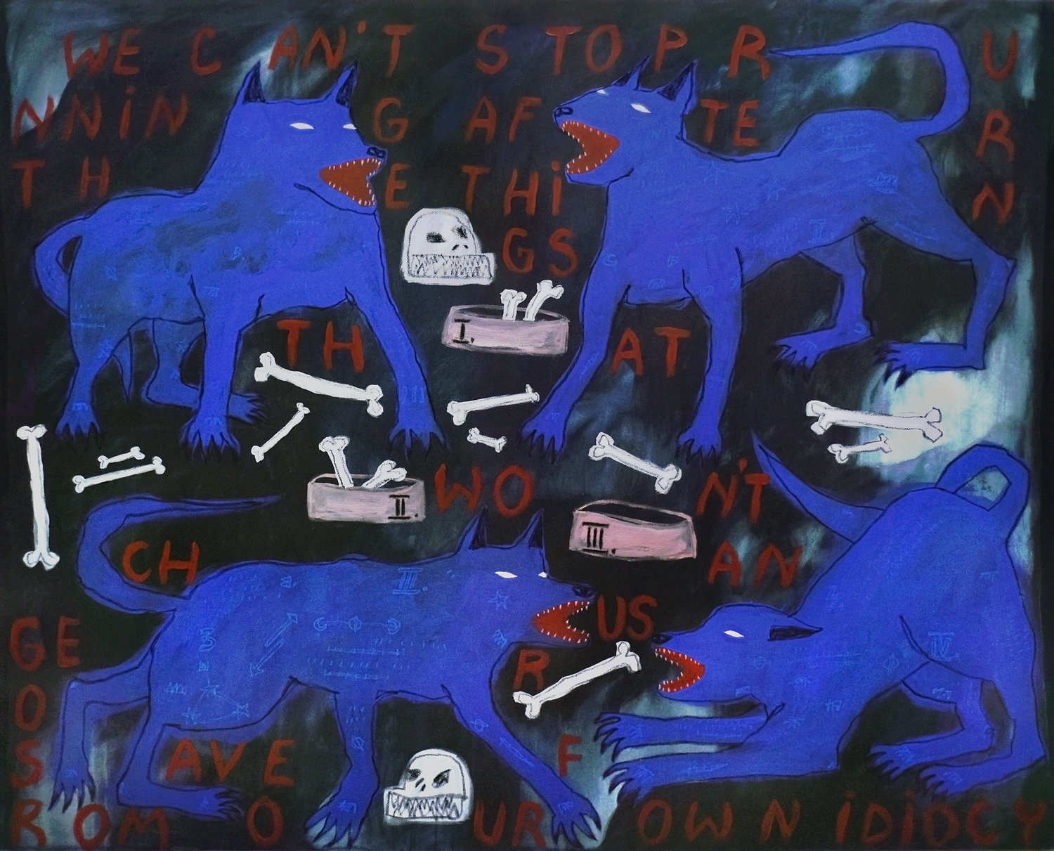 The blind quartet , 148x183cm, acrylic and oil pastel on canvas