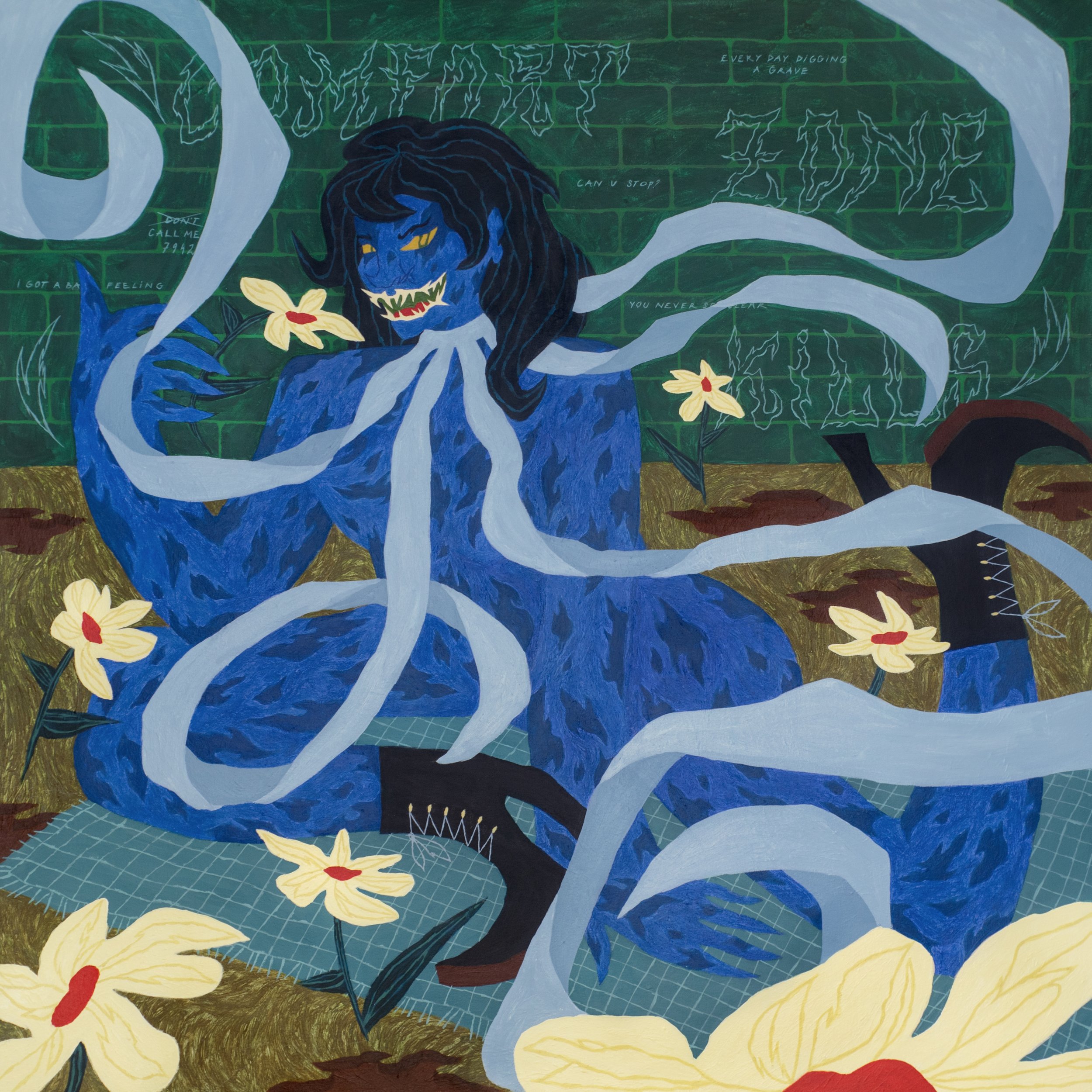   Everyday Digging a Grave  (2023). Acrylic on canvas. 125x125cm. 