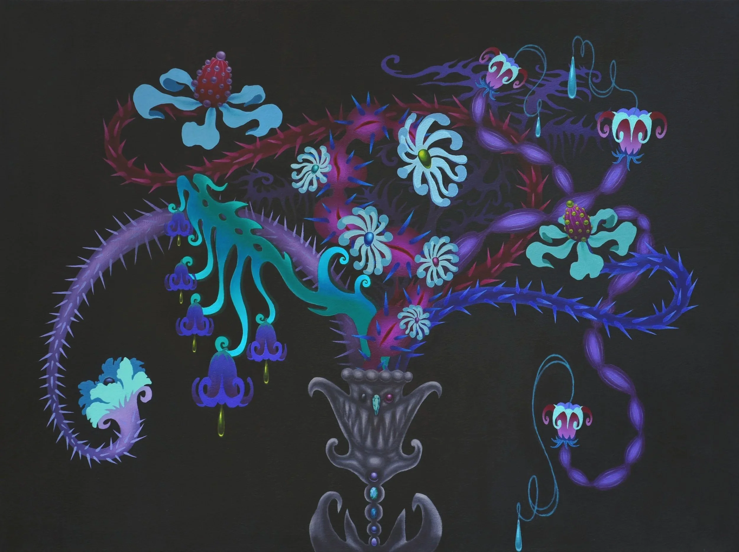 Bloom of The Poison Flowers (2025). Acrylic on canvas. 30×40in.
