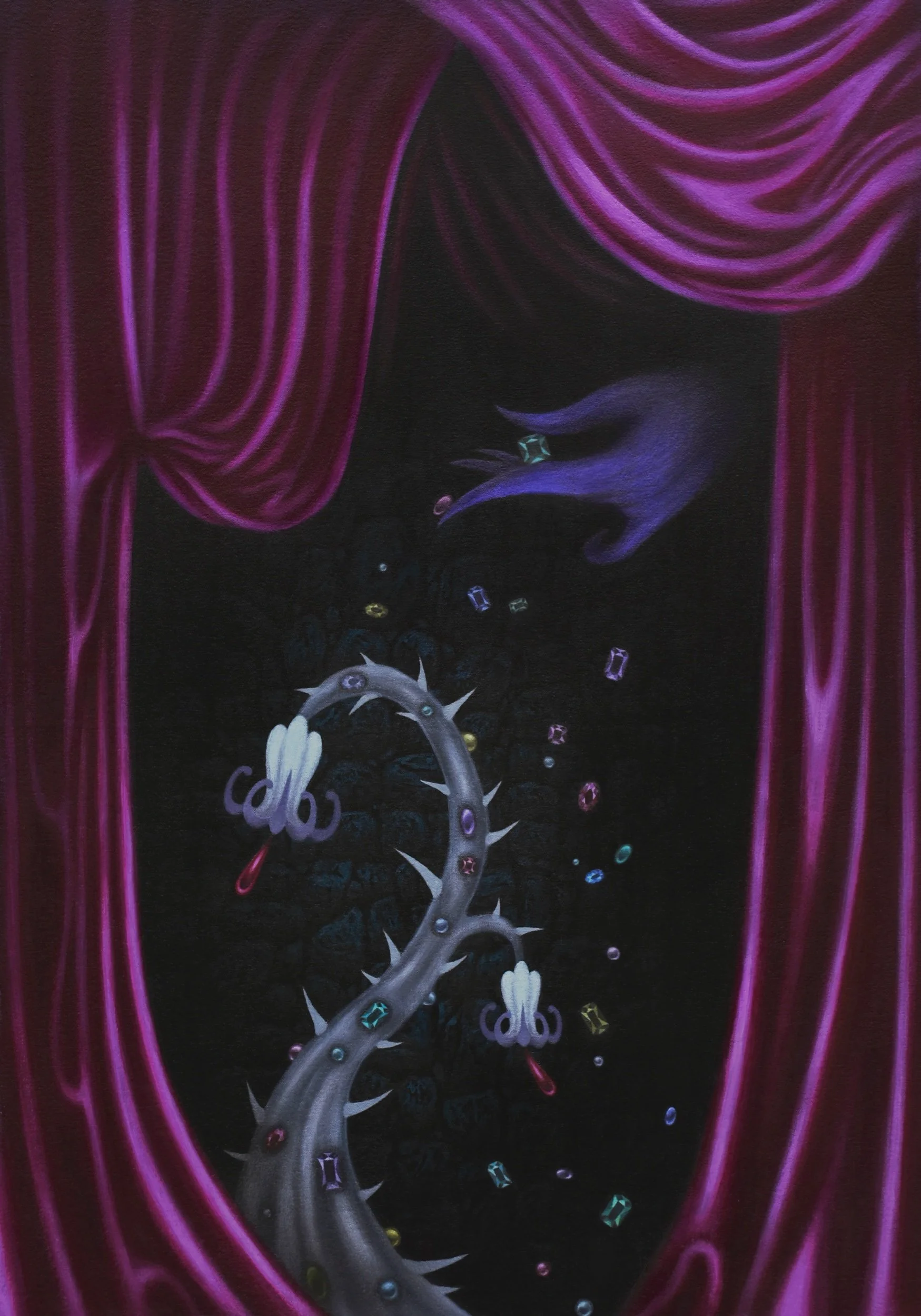   The Mysterious Intervention&nbsp; (2025). Acrylic on canvas. 65×45cm. 