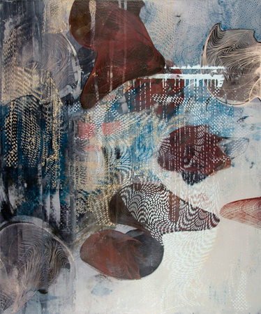Untitled 1407 , screen print, oil, wax on panel, 24" x 20", $1,400