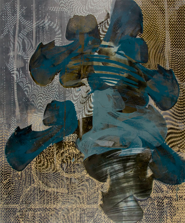 Untitled 1406, screen print, oil, wax on panel, 24" x 20", sold