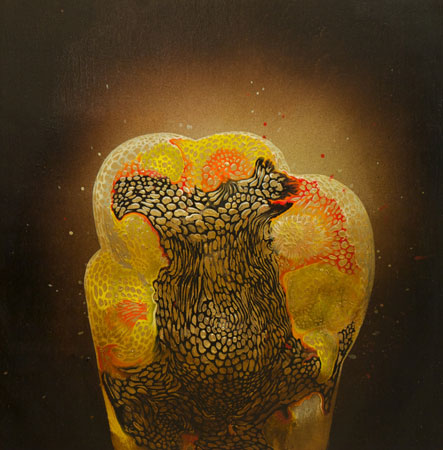 Golden Sac No. 2 , acrylic on panel, 12" x 12" , sold