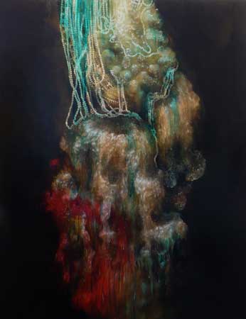 Turquoise Fleece Wash, acrylic on panel, 48" x 37½" , sold