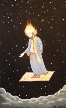 Conjurer, gouache on paper, 8" x 6" framed