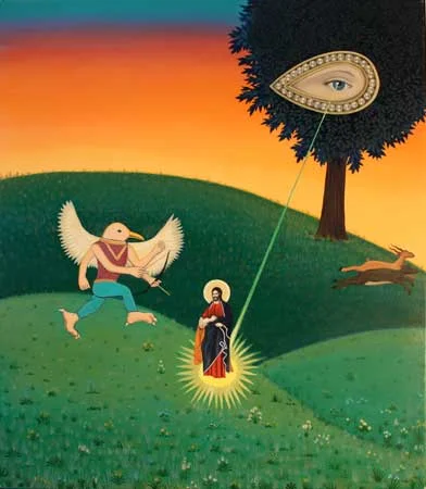 The Intercession, oil and metal leaf on panel, 18½" x 16½" framed