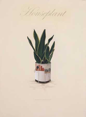 Houseplant (Informal Domesticity), oil on paper with inkjet transferred text, 26½" x 20" framed, $2,000