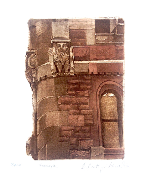 Gargoyle (8/100), collagraph with silk aquatint, 10" x 9", $175