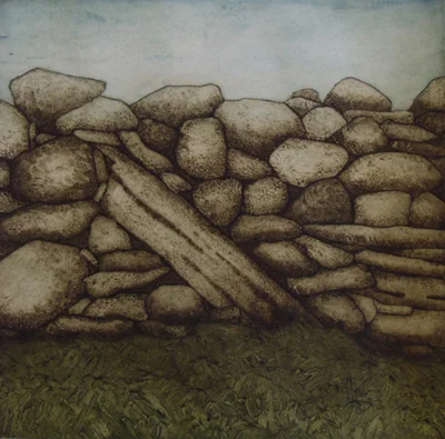 Drystone Detail (9/30), collagraph on paper, 28 1/4" x 27 1/4" framed, $850