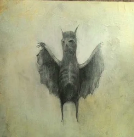 I'm comfortable in this rough skin, wearing this grim countenance, acrylic, ink, charcoal, pastel, pencil on wood, 8" x 8" 