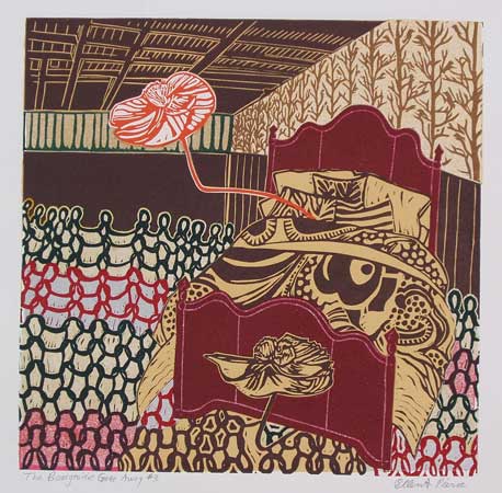 The Bourgeoisie Gone Awry #2 (V/E #3), collaged linoleum print, variable edition, 16" x 14 3/4" sheet size, $350