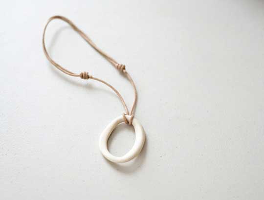 Biomorphic Calamari Necklace, porcelain, waxed cotton cord, $65