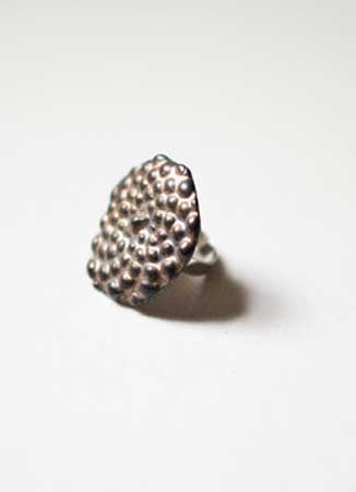 Pine Cone Ring, porcelain, rhodium plated copper adjustable band, $62