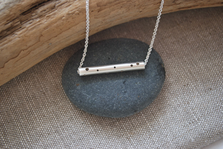Log necklace with holes, sterling silver, $70