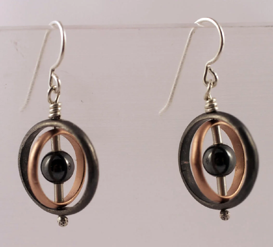 Orbit hematite earrings