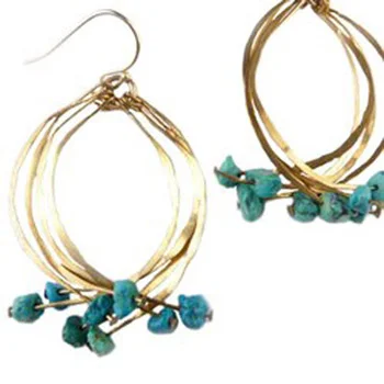 Turquoise Kinetic Earrings, brass, turquoise, gold fill, $50