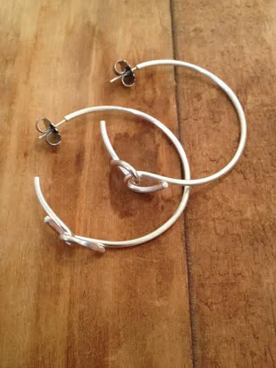 Forget-me-knot plain hoops , sterling silver