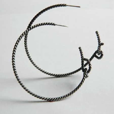 Forget-me-knot rope hoops , sterling silver