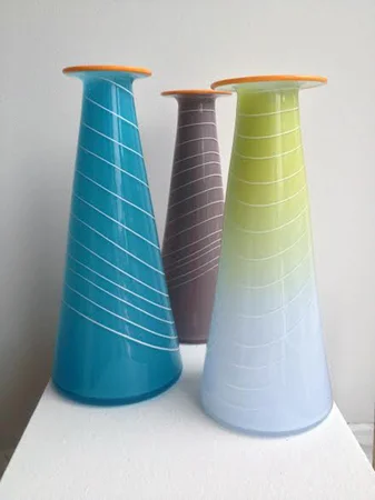 Glass Vases , hand blown glass, 10½" x 4" each, $165 each