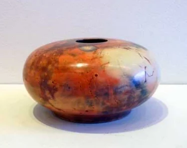 Vessel, saggar fired ceramic, 2½" x 5"