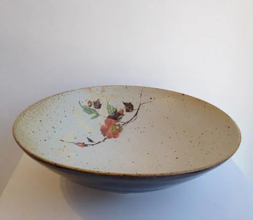 Rhodes White with Tenmoku and Flower Bowl, high fire ceramic, 3½" x 11¾"