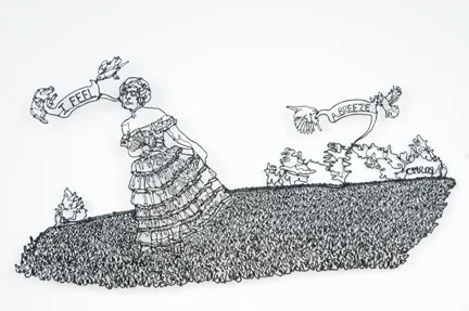 I Feel a Breeze, painted steel wire, 12" x 23" x 2½"