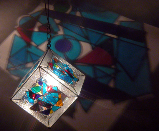 Picasso, stained glass, recycled glass, 10" x 10" x 10", $1,400