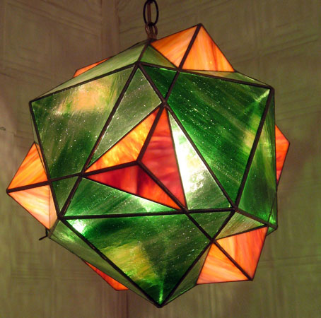 Cube Icosahedron Compound , stained glass, 12" diameter, $1,100