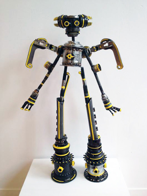 Mace (140402 M226), repurposed bicycle parts, moveable wings, enamel, 21" x 14" x 4", sold