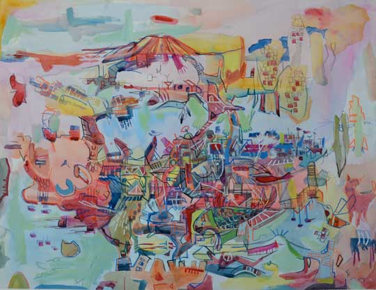 Circulatory District, watercolor, acrylic, china marker on paper, 21¼" x 27¼" framed, $750