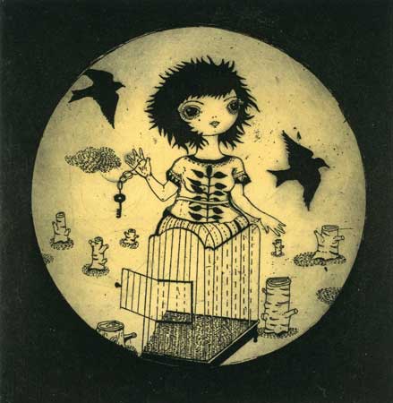 Escape, etching, drypoint, aquatint and monotype, 10½" x 11" unframed, sold