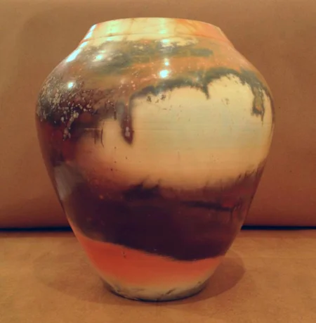 Vessel, saggar fired ceramic, 7½" x 6", $365