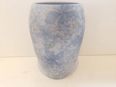 Stoneware vase in Aegean blue, ceramic, 7¾" x 5", $175