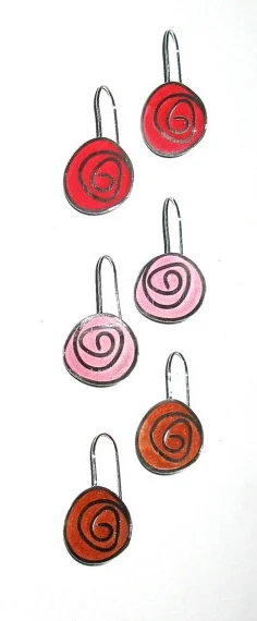 Swirl Earrings , sterling silver, resin $90 each