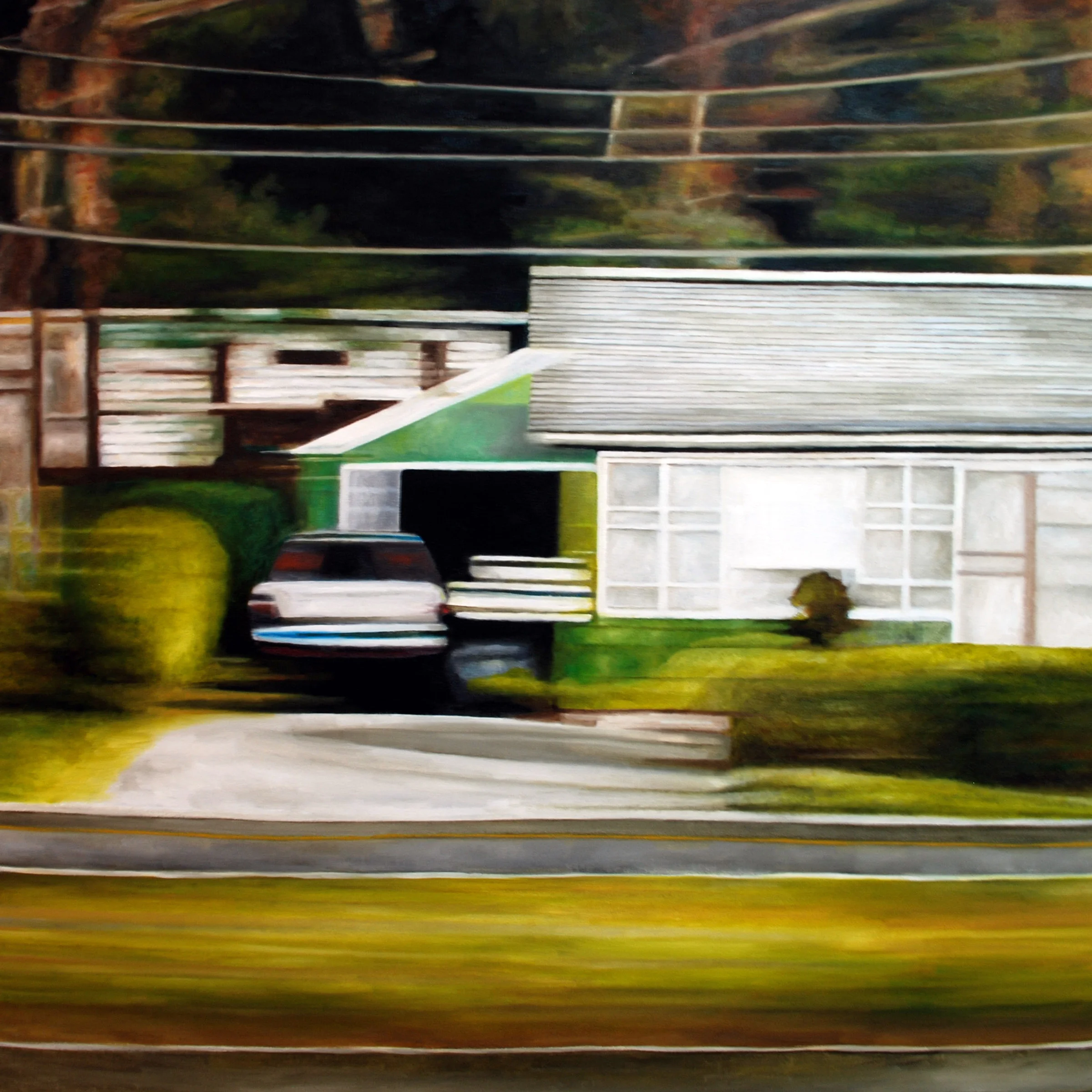 Green Ranch House, oil on canvas, 37” x 37” framed, sold