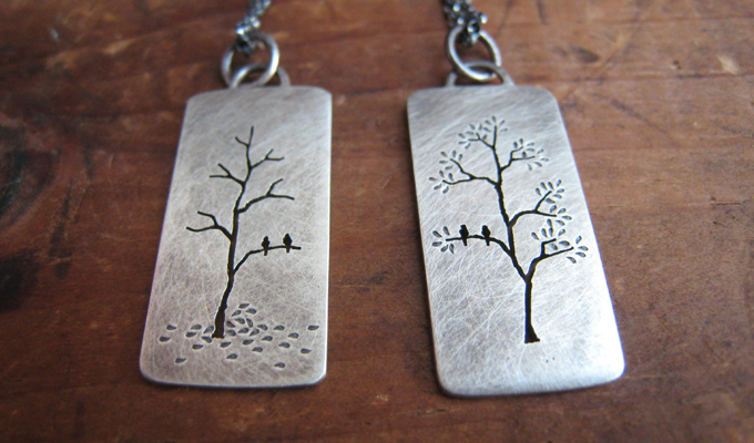 It Stands the Test of Time necklace, reversible sterling silver tablet