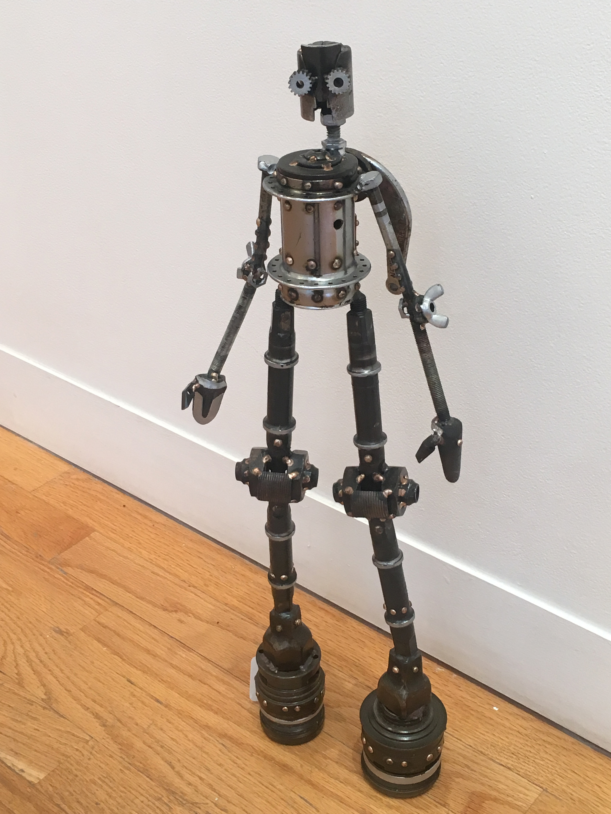 Kyler #266 , Castillo-class astrobot, bicycle parts, 21" x 7 1/2" x 5", sold